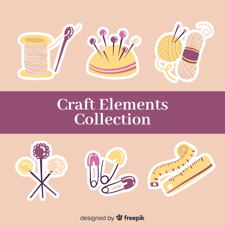 Vector gratuito set de artículos  de artesanía