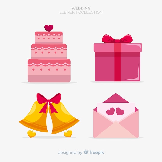 Vector gratuito set de artículos de boda