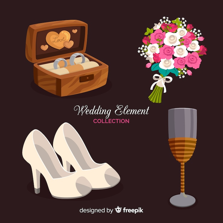 Vector gratuito set de artículos de boda
