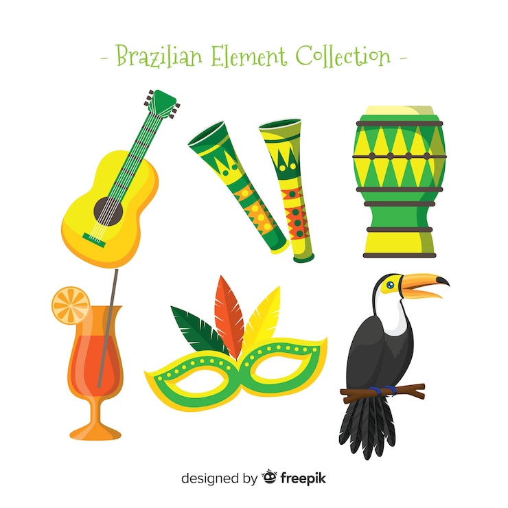 Vector gratuito set de artículos de carnaval de brasil