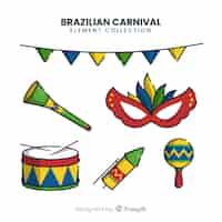 Vector gratuito set de artículos de carnaval de brasil