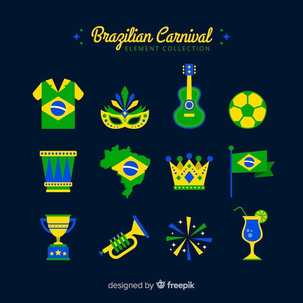 Vector gratuito set de artículos del carnaval de brasil
