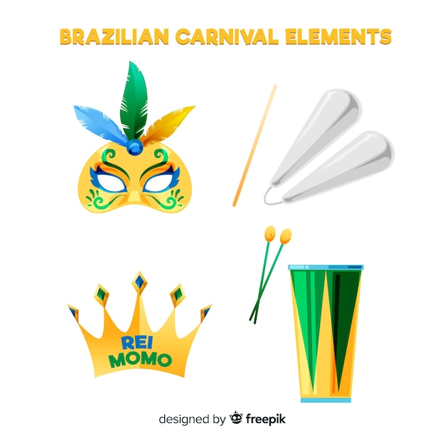 Vector gratuito set de artículos de carnaval brasileño