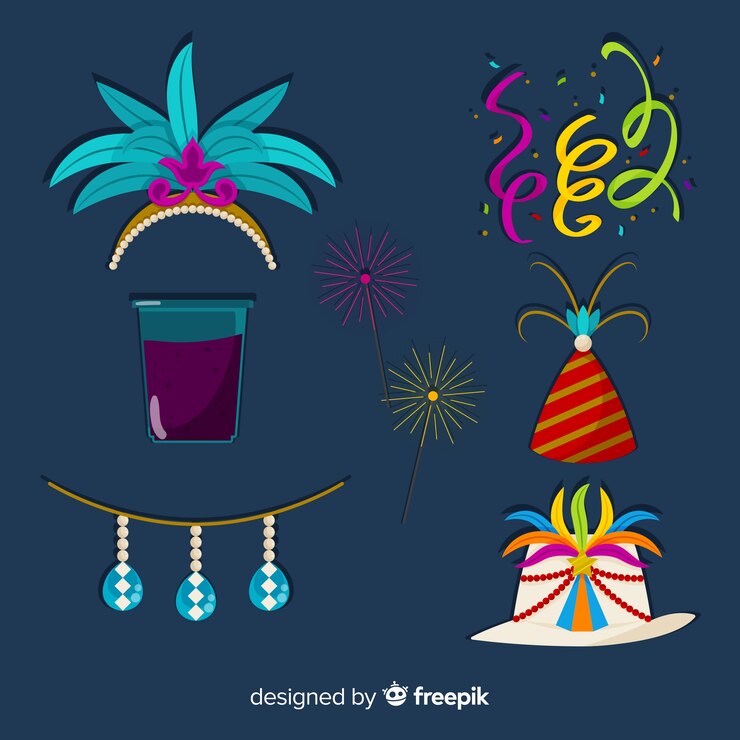 Vector gratuito set de artículos de carnaval