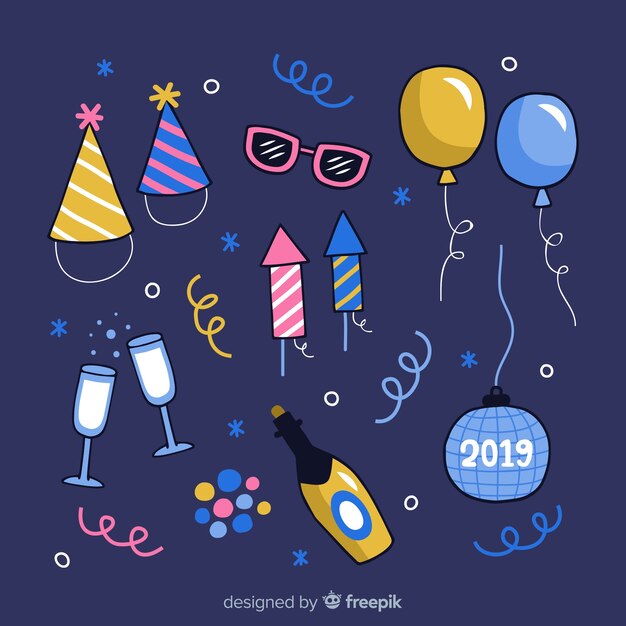 Set de artículos de fiesta de año nuevo 2019