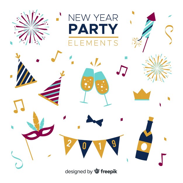 Set de artículos de fiesta de año nuevo