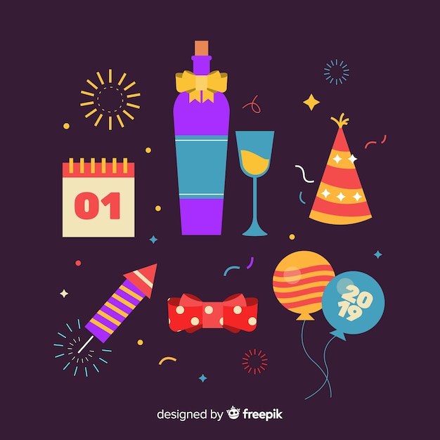Set de artículos de fiesta de año nuevo