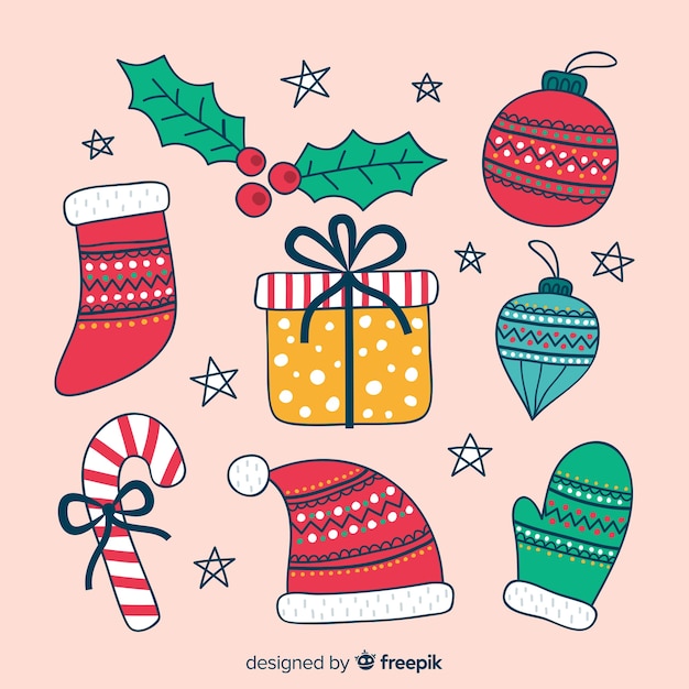 Vector gratuito set de artículos navideños