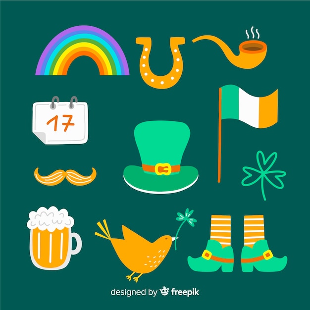 Vector gratuito set de artículos de san patricio