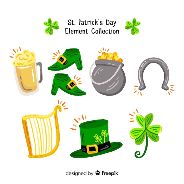 Vector gratuito set de artículos de san patricio