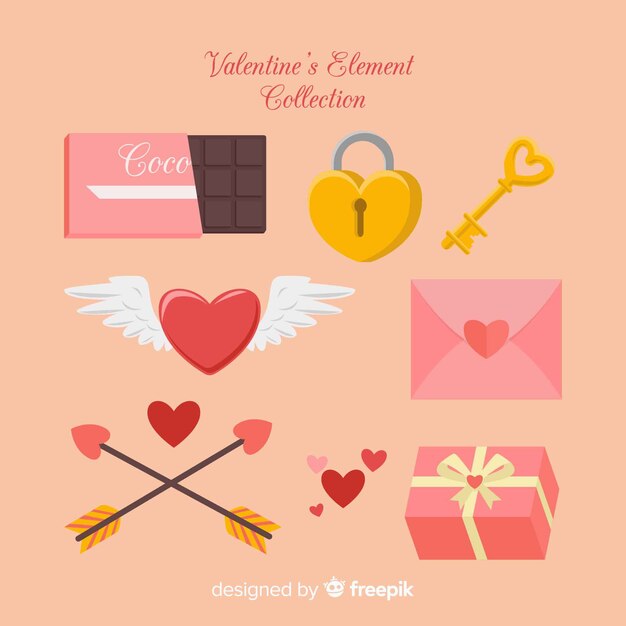 Set de artículos de san valentín