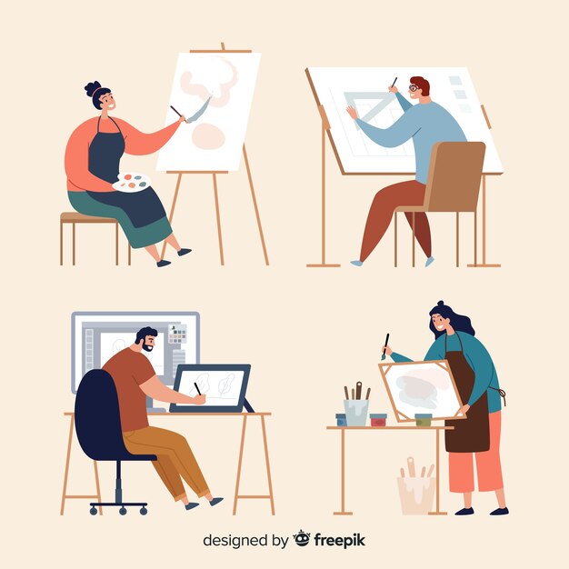 Set de artistas creando su obra