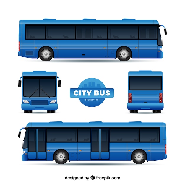 Vector gratuito set de autobús con diferentes perspectivas