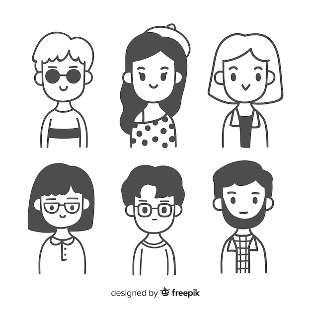 Vector gratuito set de avatares dibujados de personas