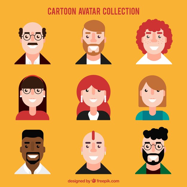 Set de avatares de personas en diseño plano 