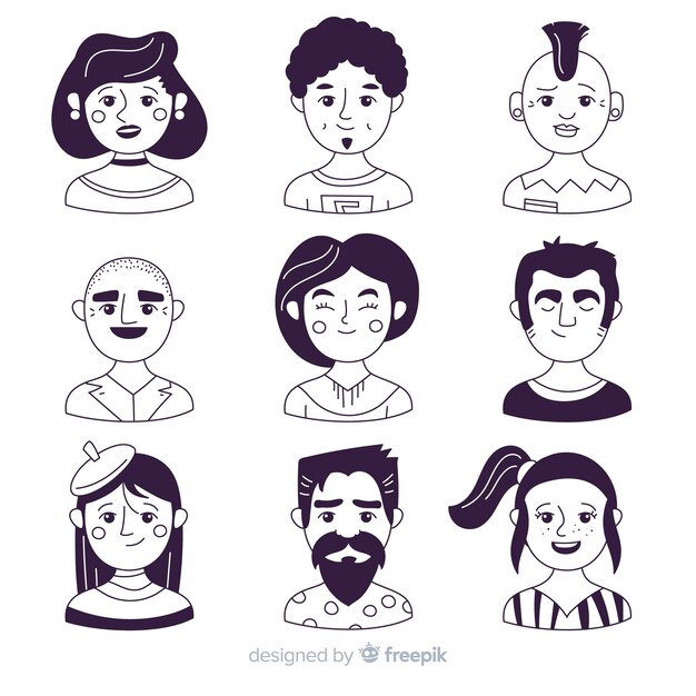 Set de avatares de personas