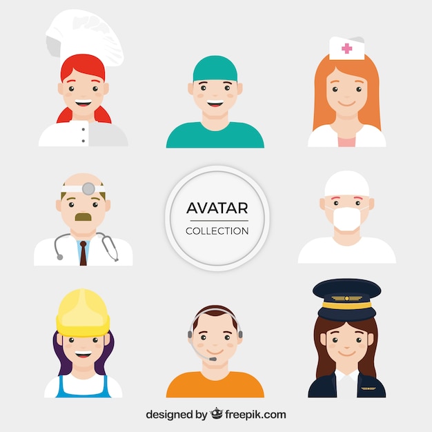 Vector gratuito set de avatares de profesionales