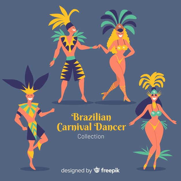 Set bailarinas carnaval brasileño dibujadas a mano