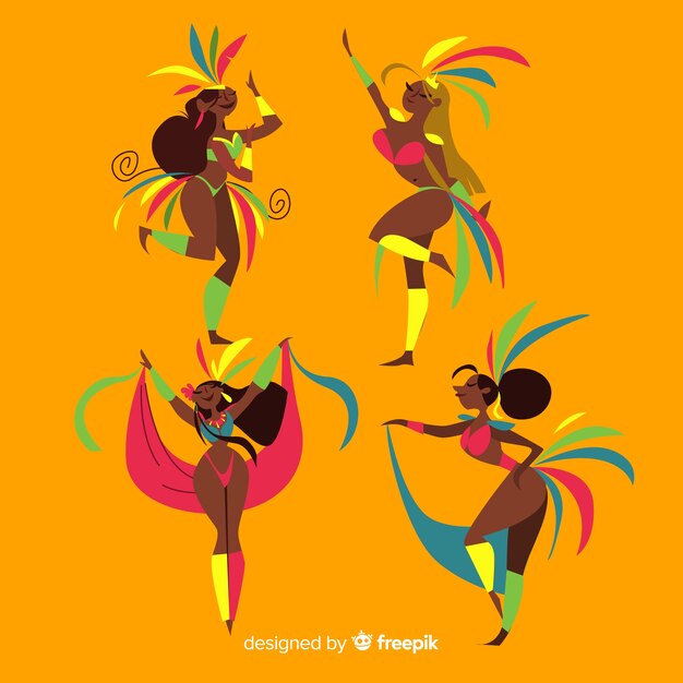 Set de bailarinas de carnaval brasileño