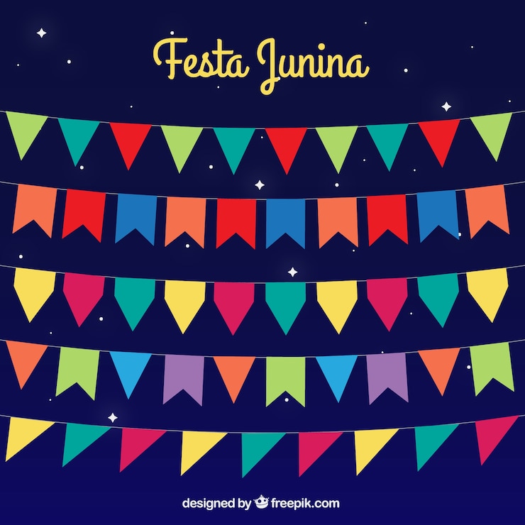 Vector gratuito set de banderines coloridos para fiesta junina