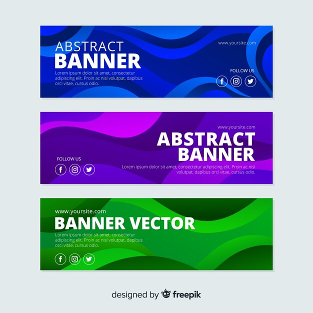Set banner ondas abstractas