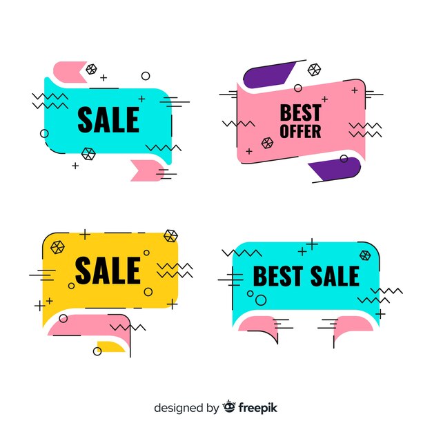 Set banner rebajas estilo memphis