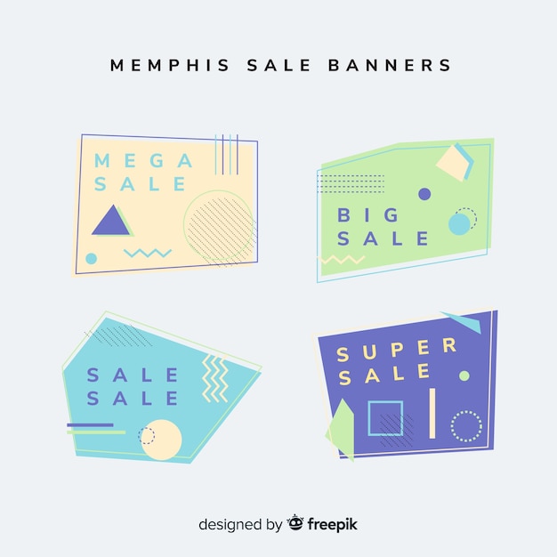 Set banner rebajas estilo memphis