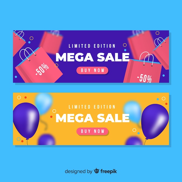 Set banner de rebajas realistas coloridos