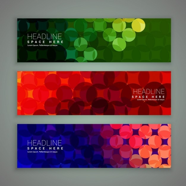 Vector gratuito set de banners abstractos con círculos