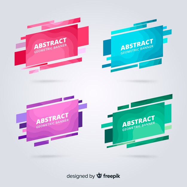 Set de banners abstractos con forma geométricas