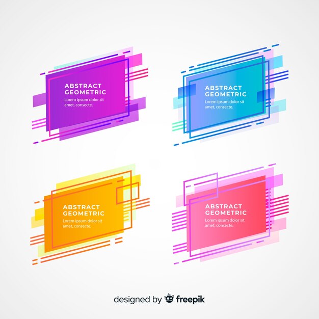 Set de banners abstractos con forma geométricas