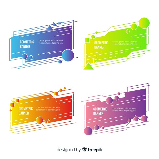Set de banners abstractos con formas geométricas