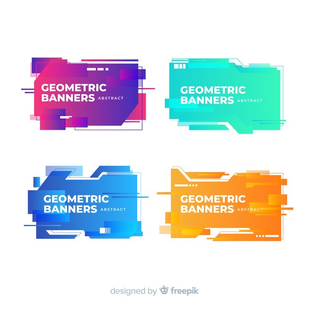 Set de banners abstractos con formas geométricas