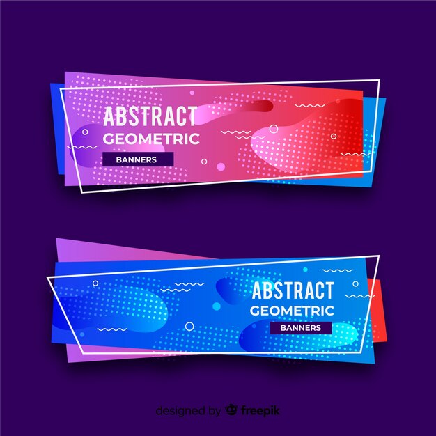 Set de banners abstractos con formas geométricas