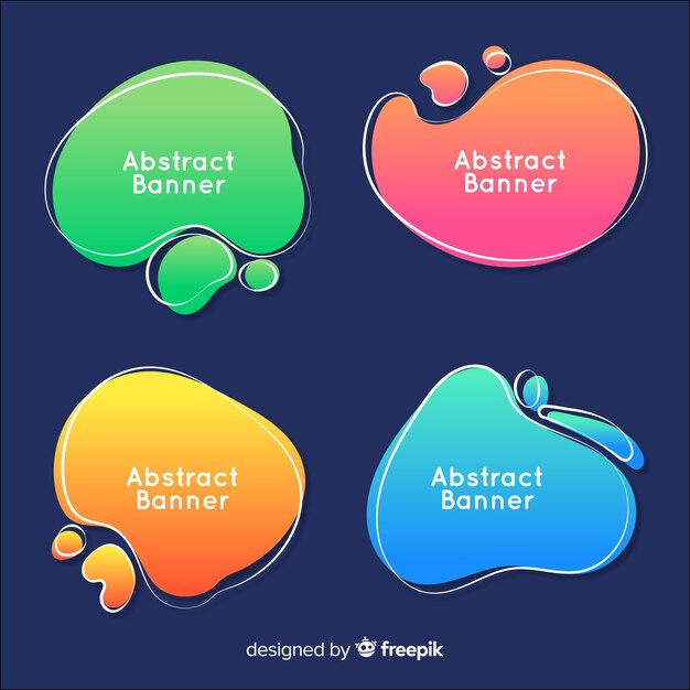 Set de banners abstractos con formas líquidas