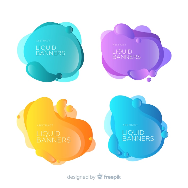 Vector gratuito set de banners abstractos con formas líquidas