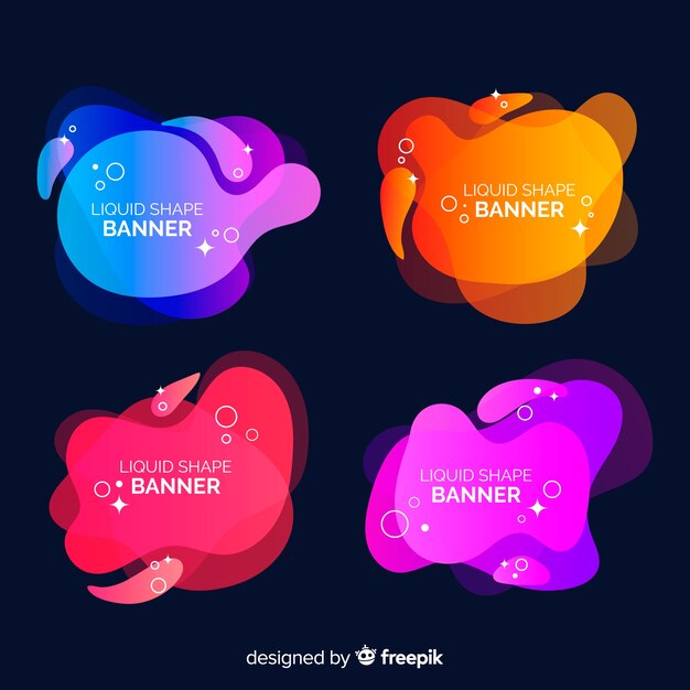 Set de banners abstractos con formas líquidas