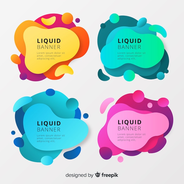 Set de banners abstractos con formas líquidas