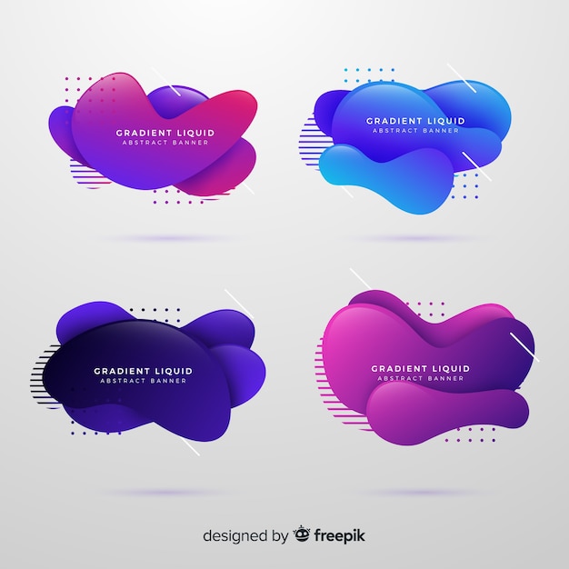 Set de banners abstractos con formas líquidas
