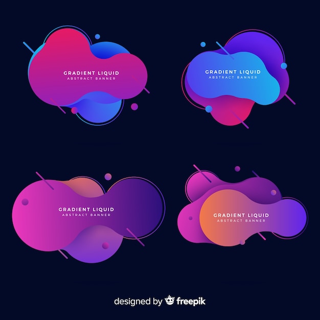 Vector gratuito set de banners abstractos con formas líquidas