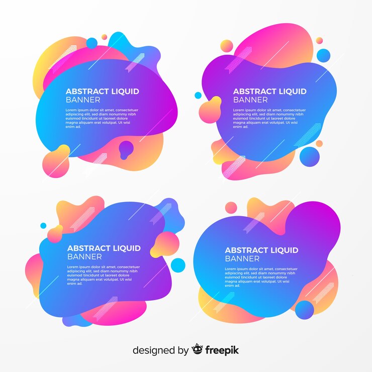 Vector gratuito set de banners abstractos con formas líquidas