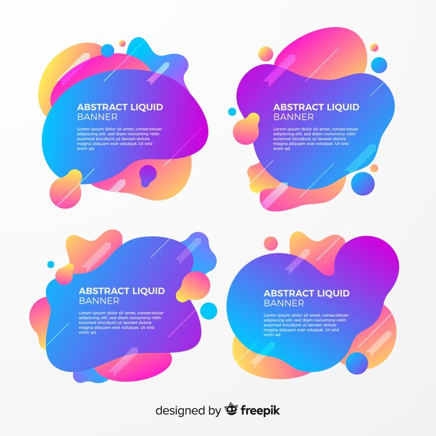 Set de banners abstractos con formas líquidas