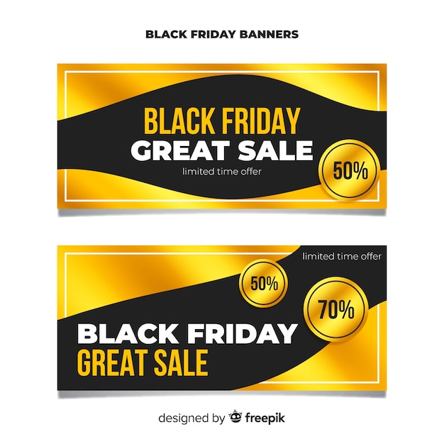 Vector gratuito set de banners abstractos de rebajas de black friday