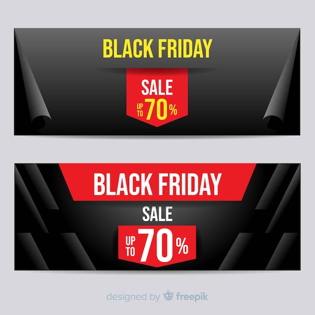 Vector gratuito set de banners abstractos de rebajas de black friday