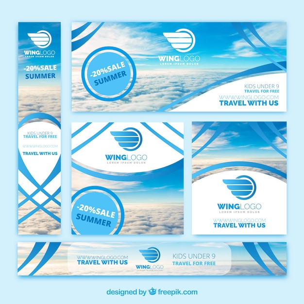 Vector gratuito set de banners de agencia de viajes