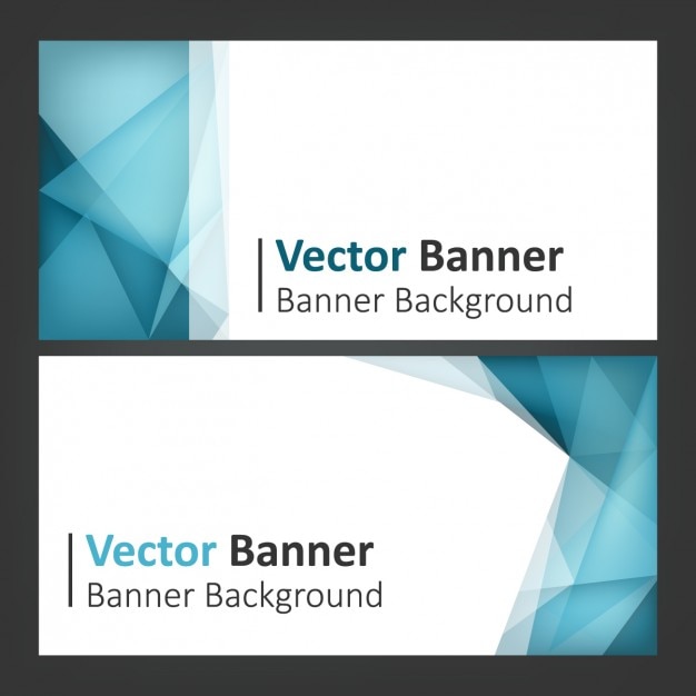 Vector gratuito set de banners azules con formas poligonales