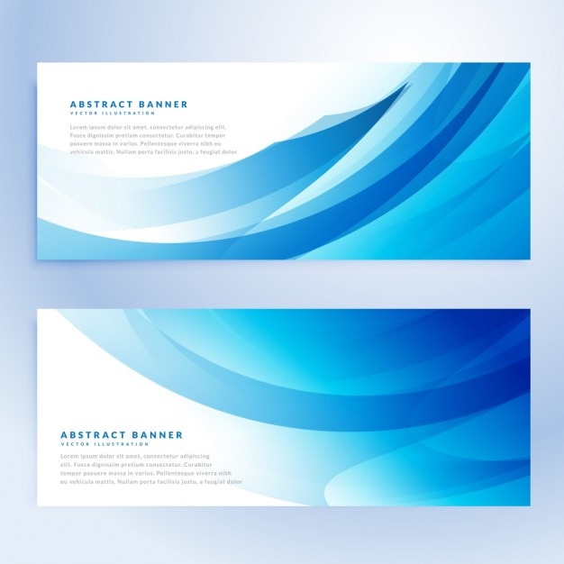 Set de banners azules ondulados