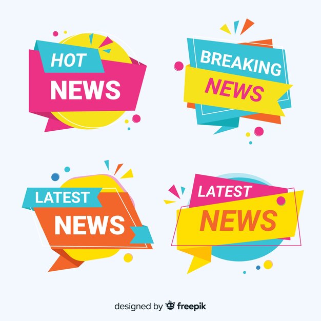 Set banners coloridos de noticias formas geométricas