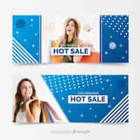 Vector gratuito set de banners de compra de ropa