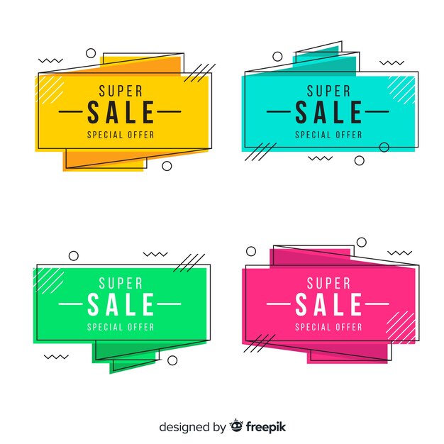 Vector gratuito set de banners de compras de estilo memphis